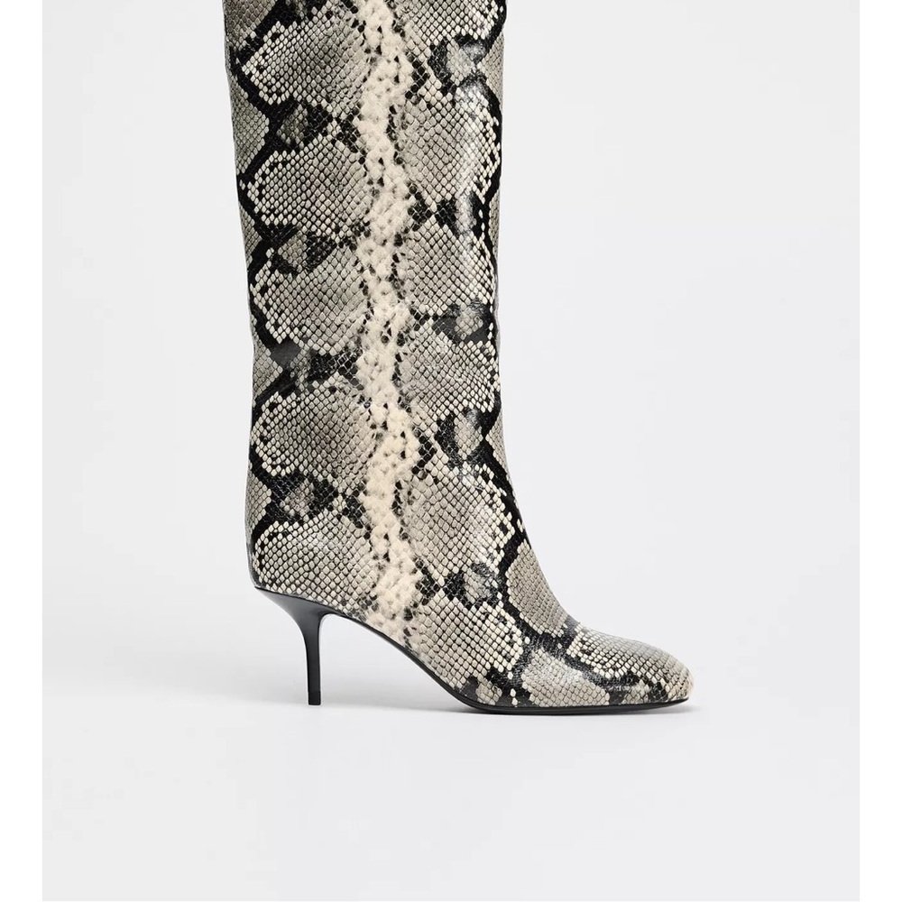 Zara Snakeskin Patterned Heeled Boots